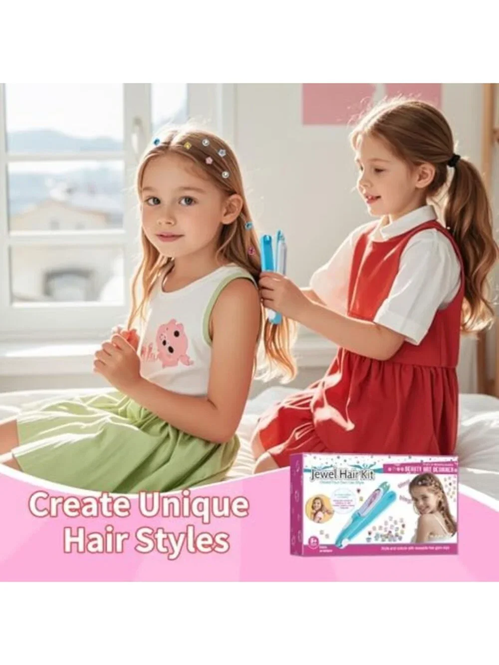 Sparkling Hair Gem Stamper Kit | Bling Hair Jewels & Styling Tool for Girls 3-12